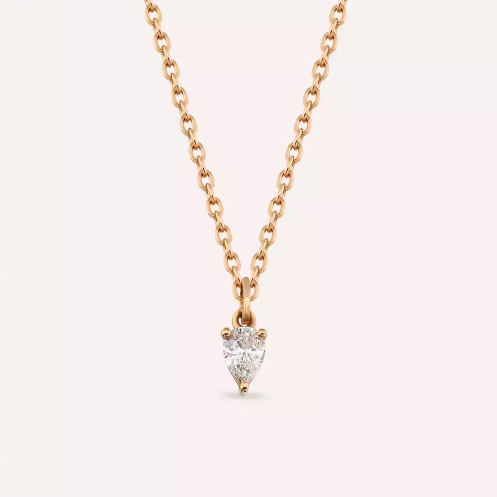 Altın Takıda İşçilik Nedir? Neye Göre Nasıl Değişir? — 0.06 CT Damla Kesim Pırlanta Taşlı Rose Altın Kolye