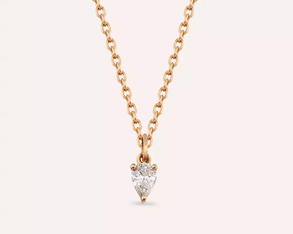 Altın Takıda İşçilik Nedir? Neye Göre Nasıl Değişir? — 0.06 CT Damla Kesim Pırlanta Taşlı Rose Altın Kolye