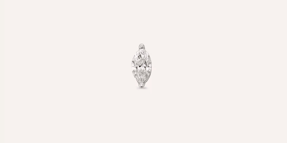 Pırlanta Seçerken 4C Kuralı: Kesim, Renk, Berraklık, Karat — 0.32 CT Markiz Kesim Pırlanta Taşlı Beyaz Altın Tek Küpe