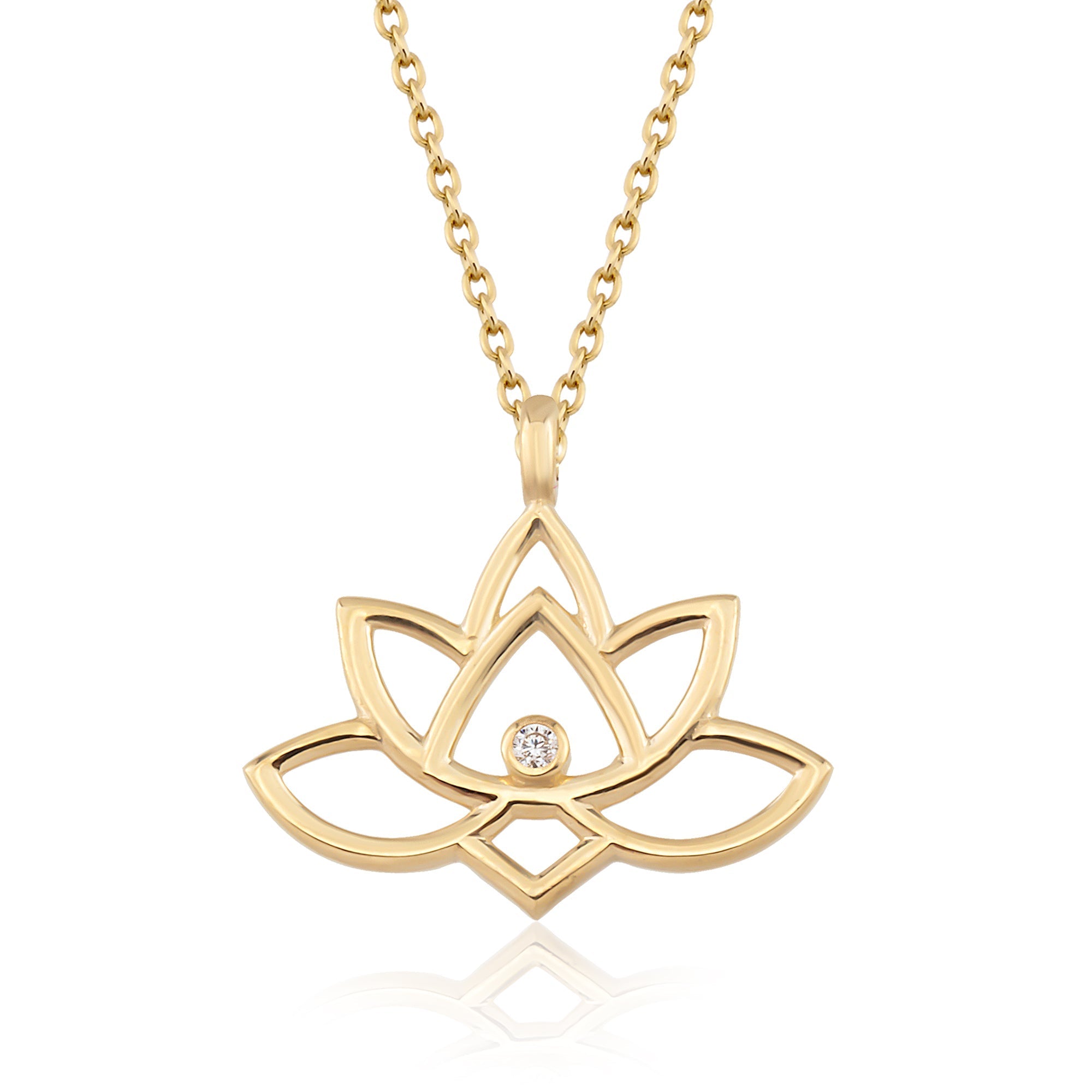 Lotus Yüzük ve Kolye Modelleri Nasıl Seçilir? Motif ve Taş — 14 Ayar Altın Tektaş Lotus Kolye