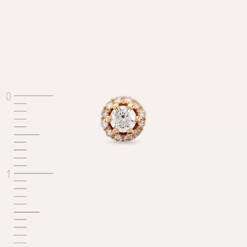 0.14 CT Pırlanta Taşlı Rose Altın Tek Küpe