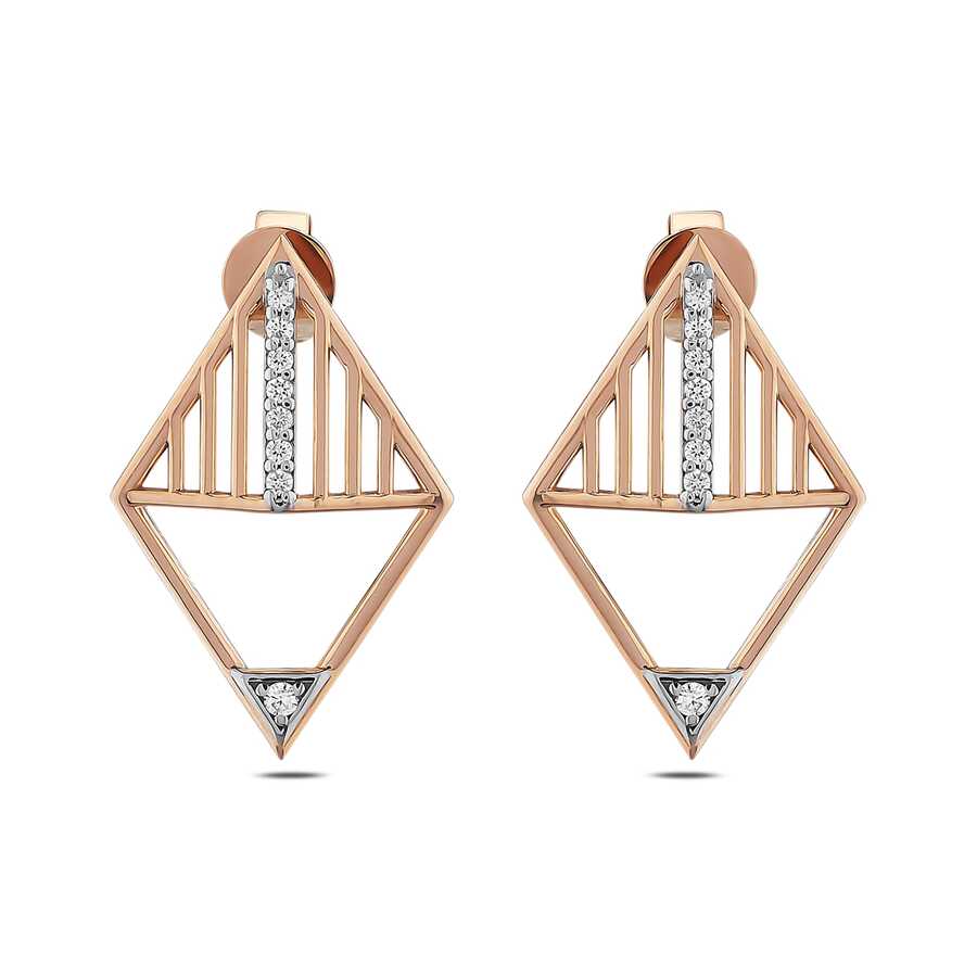 0,18 Karat Pırlanta Geometrik Küpe