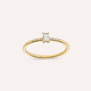 0.27 CT Baget Pırlanta Taşlı Sarı Altın Yüzük