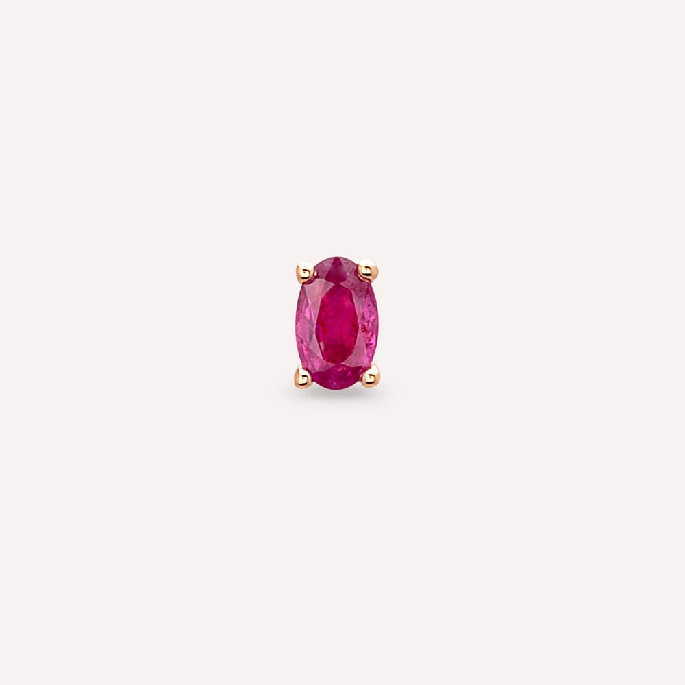 0.29 CT Oval Kesim Yakut Taşlı Rose Altın Piercing