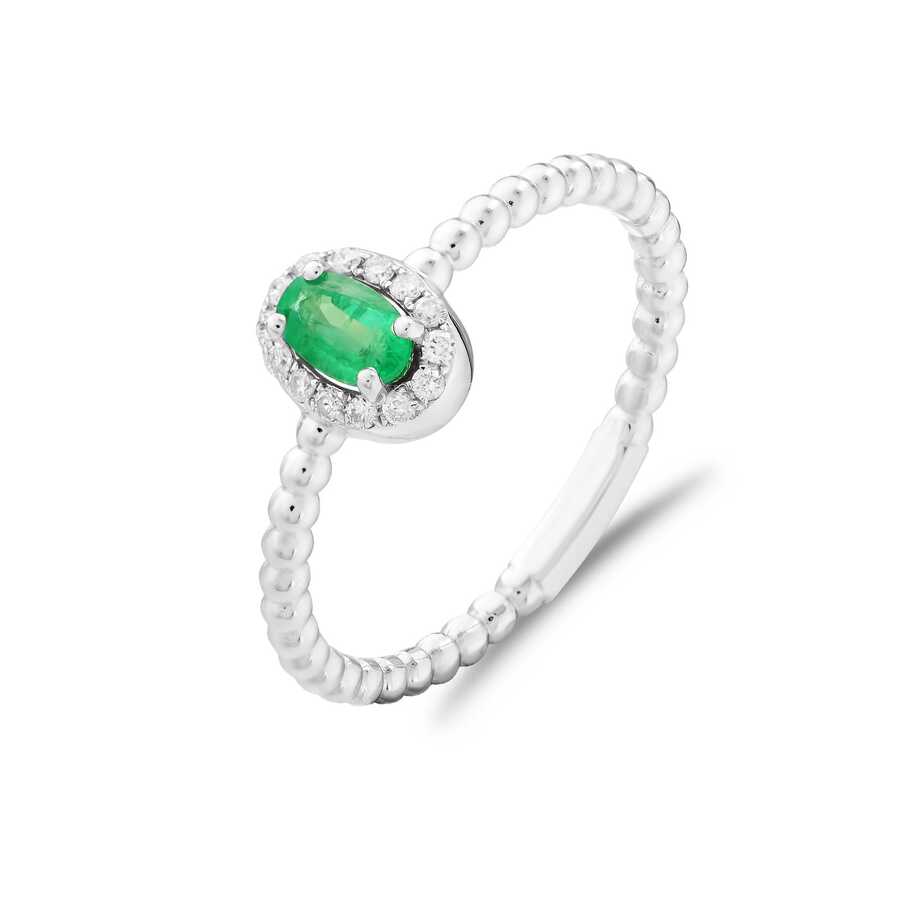 0,30 Karat Pırlanta Oval Zümrüt Yüzük