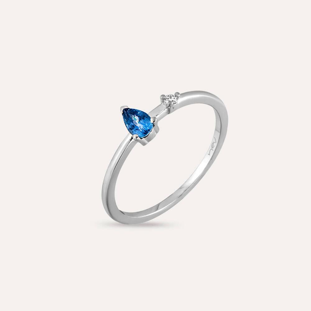 Mona 0.36 CT Blue Safir ve Pırlanta Taşlı Beyaz Altın Yüzük - Tufanlar Kuyumculuk