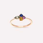 0.45 CT Markiz Kesim Multicolor Safir Taşlı Rose Altın Yüzük