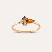 0.46 CT Multicolor Safir ve Pırlanta Taşlı Rose Altın Yüzük