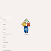 0.50 CT Multicolor Safir Taşlı Beyaz Altın Tek Küpe