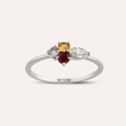 0.51 CT Multicolor Safir ve Pırlanta Taşlı Beyaz Altın Yüzük