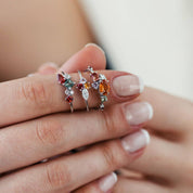0.51 CT Multicolor Safir ve Pırlanta Taşlı Beyaz Altın Yüzük