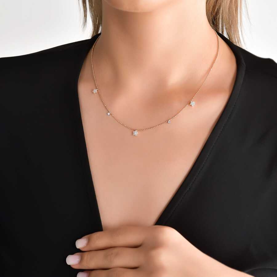 0,51 Karat Pırlanta Lotus Sıra Kolye