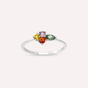 0.53 CT Multicolor Safir Taşlı Beyaz Altın Yüzük
