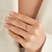 0.53 CT Multicolor Safir Taşlı Beyaz Altın Yüzük