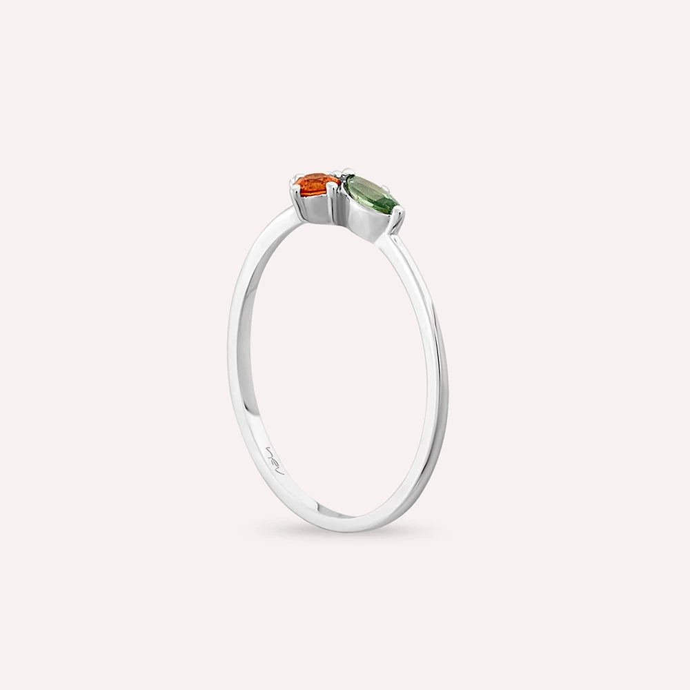 0.53 CT Multicolor Safir Taşlı Beyaz Altın Yüzük
