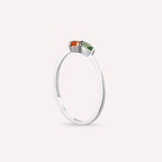 0.53 CT Multicolor Safir Taşlı Beyaz Altın Yüzük