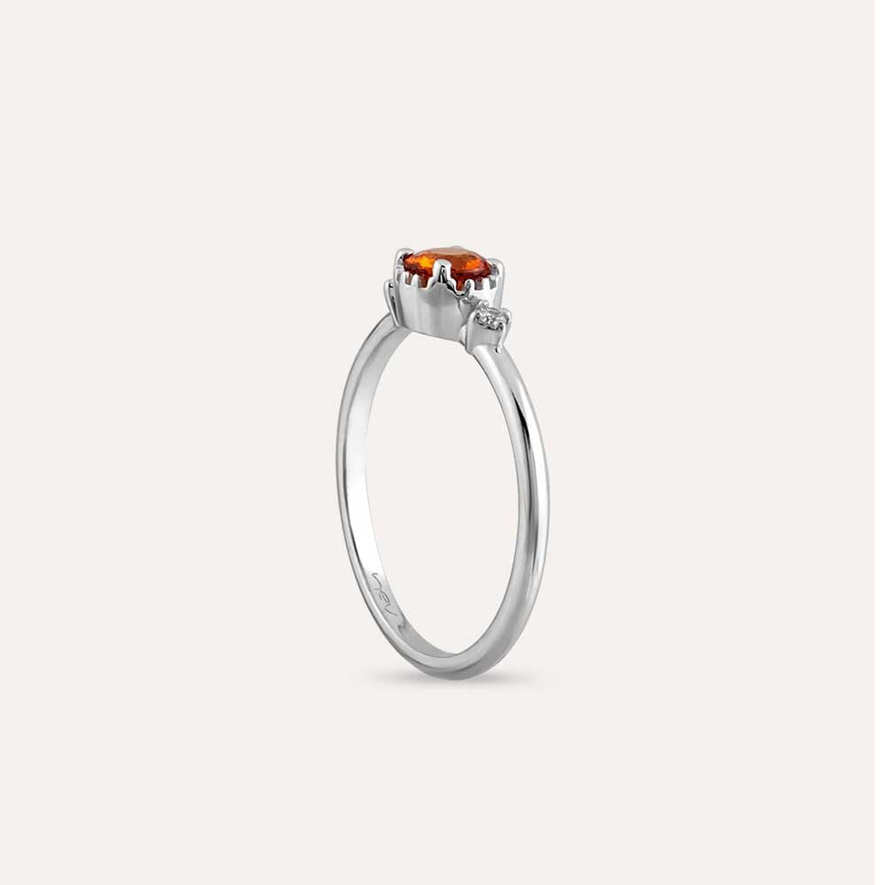 0.54 CT Orange Safir ve Pırlanta Taşlı Beyaz Altın Yüzük