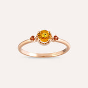 0.54 CT Yellow ve Orange Safir Taşlı Rose Altın Yüzük