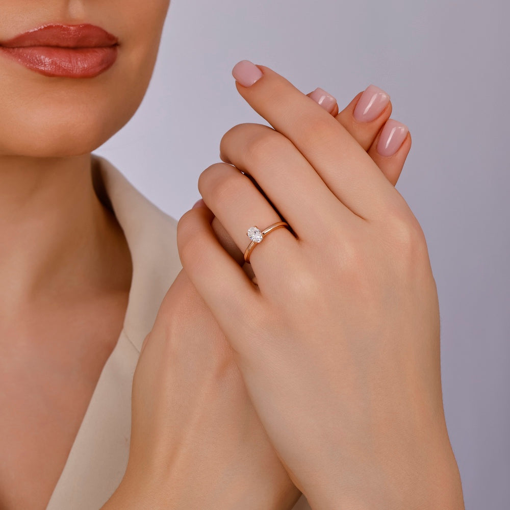 0,54 Karat Pırlanta Oval Tektaş Yüzük