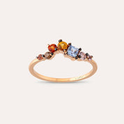 0.55 CT Multicolor Safir ve Brown Pırlanta Taşlı Rose Altın Yüzük