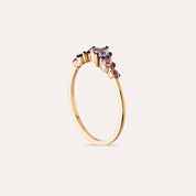 0.55 CT Multicolor Safir ve Brown Pırlanta Taşlı Rose Altın Yüzük
