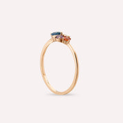 0.57 CT Multicolor Safir ve Pırlanta Taşlı Rose Altın Yüzük