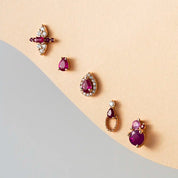 0.57 CT Yakut ve Multicolor Safir Taşlı Rose Altın Tek Küpe