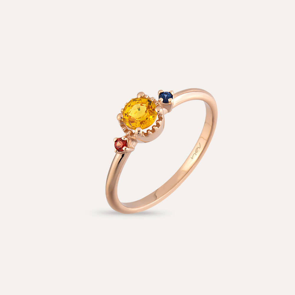0.60 CT Multicolor Safir Taşlı Rose Altın Yüzük
