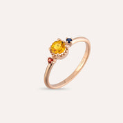 0.60 CT Multicolor Safir Taşlı Rose Altın Yüzük