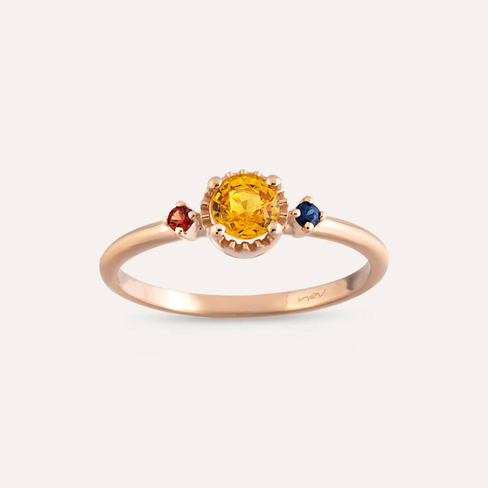 0.60 CT Multicolor Safir Taşlı Rose Altın Yüzük