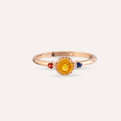 0.60 CT Multicolor Safir Taşlı Rose Altın Yüzük