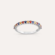 0.62 CT Multicolor Safir Taşlı Yarımtur Beyaz Altın Yüzük