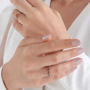 0.62 CT Multicolor Safir Taşlı Yarımtur Beyaz Altın Yüzük