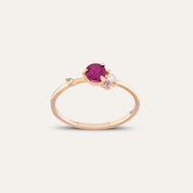 0.66 CT Multicolor Safir ve Pırlanta Taşlı Rose Altın Yüzük