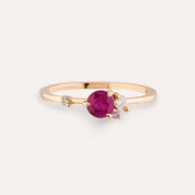 0.66 CT Multicolor Safir ve Pırlanta Taşlı Rose Altın Yüzük