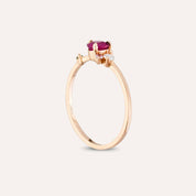 0.66 CT Multicolor Safir ve Pırlanta Taşlı Rose Altın Yüzük