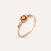0.68 CT Multicolor Safir ve Pırlanta Taşlı Rose Altın Yüzük