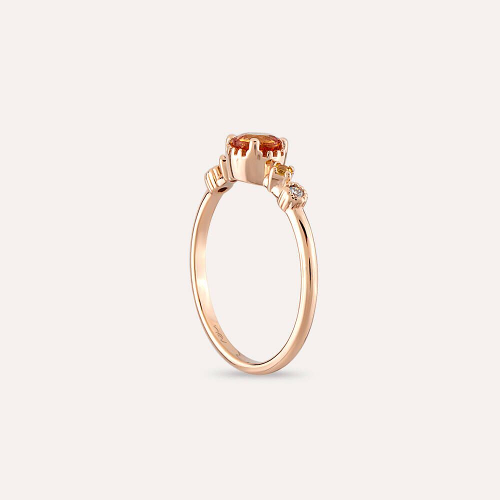 0.68 CT Multicolor Safir ve Pırlanta Taşlı Rose Altın Yüzük