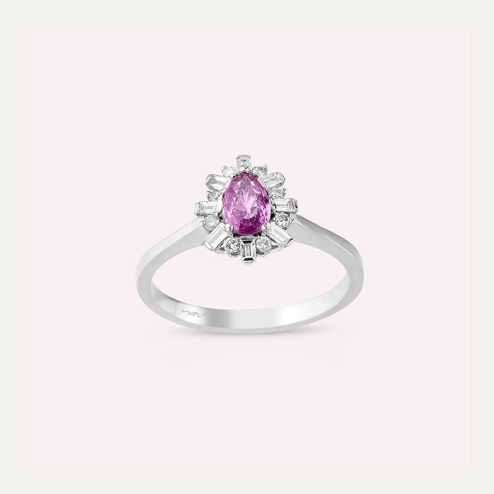 0.68 CT Pink Safir ve Baget Pırlanta Taşlı Anturaj Yüzük - Tufanlar Kuyumculuk