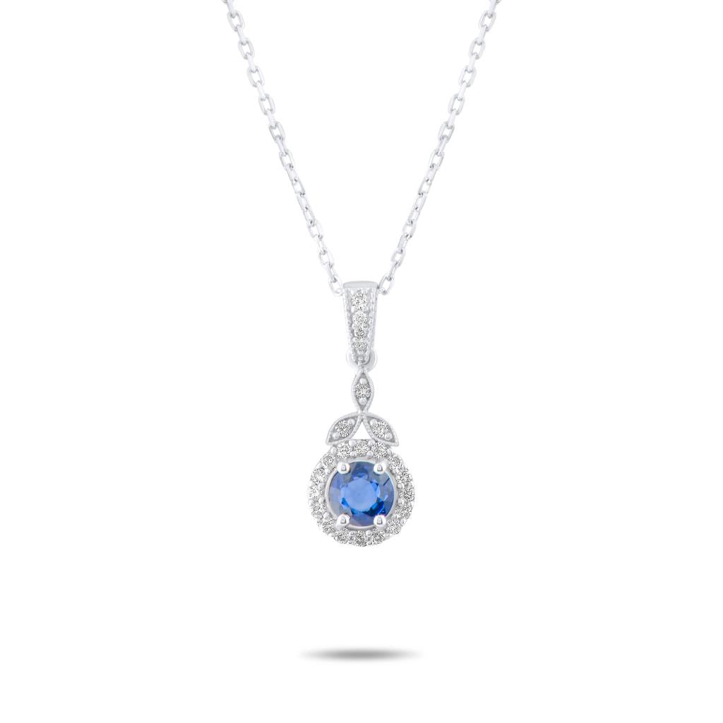 0,70 Karat Pırlanta Safir Kolye