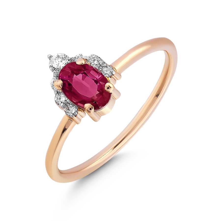 0,81 Karat Pırlanta Oval Yakut Yüzük