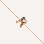 0.82 CT Brown Pırlanta ve Multicolor Safir Taşlı R Harf Bileklik