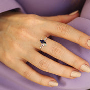 0.82 CT Multicolor Safir ve Pırlanta Taşlı Beyaz Altın Yüzük