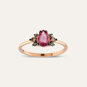 0.84 CT Multicolor Safir ve Brown Pırlanta Taşlı Rose Altın Yüzük