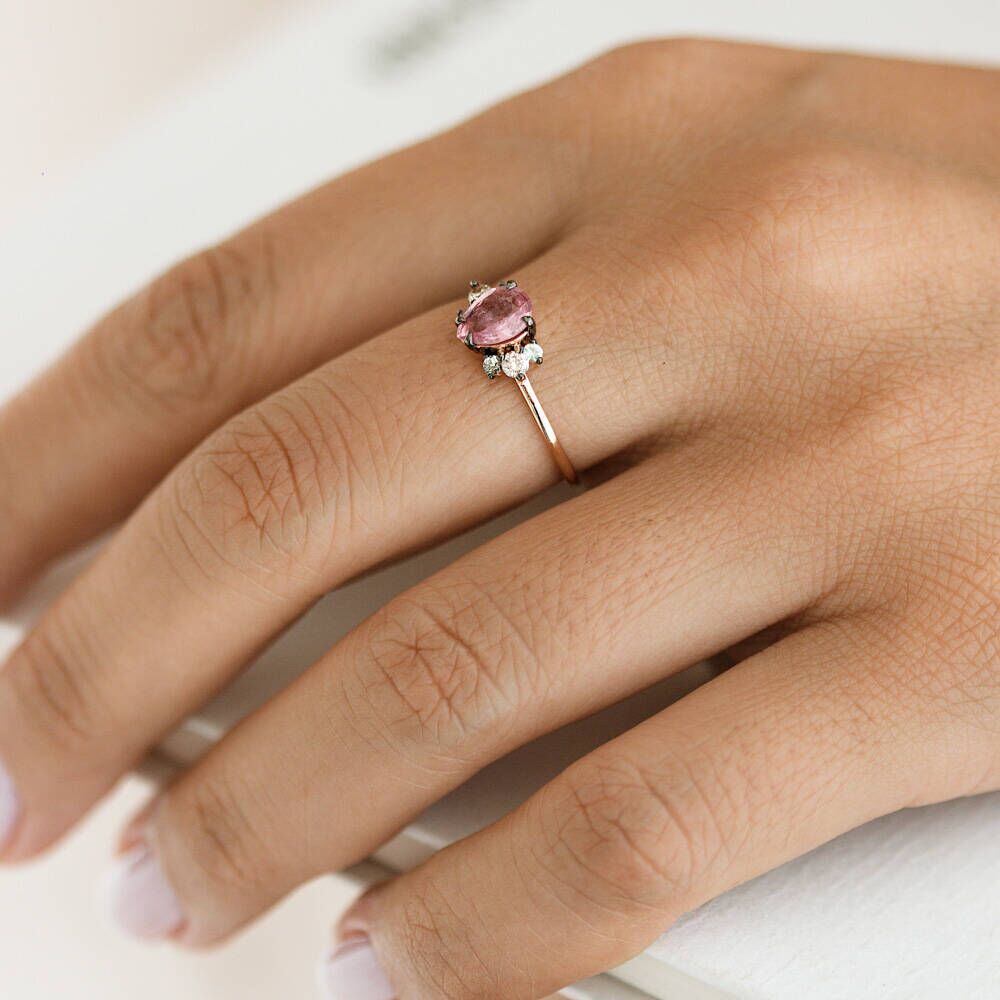0.84 CT Multicolor Safir ve Brown Pırlanta Taşlı Rose Altın Yüzük