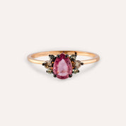0.84 CT Multicolor Safir ve Brown Pırlanta Taşlı Rose Altın Yüzük