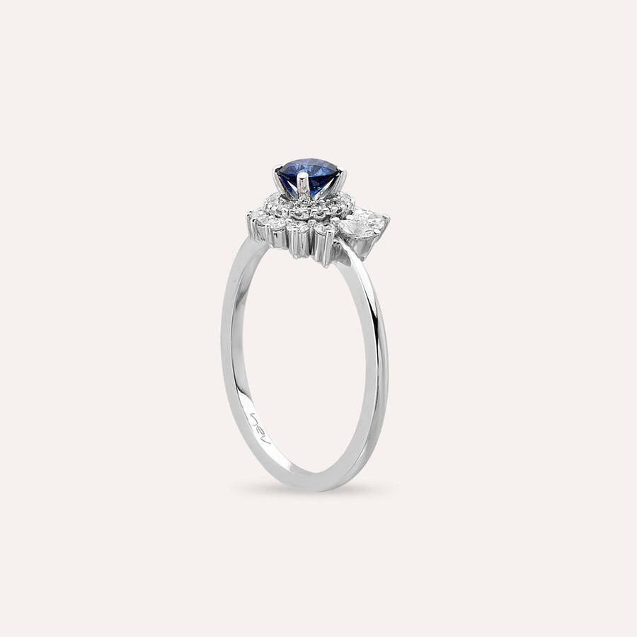 0.88 CT Safir ve Pırlanta Taşlı Beyaz Altın Yüzük - Tufanlar Kuyumculuk