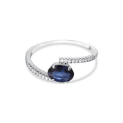 0,91 Karat Pırlanta Oval Safir Yüzük