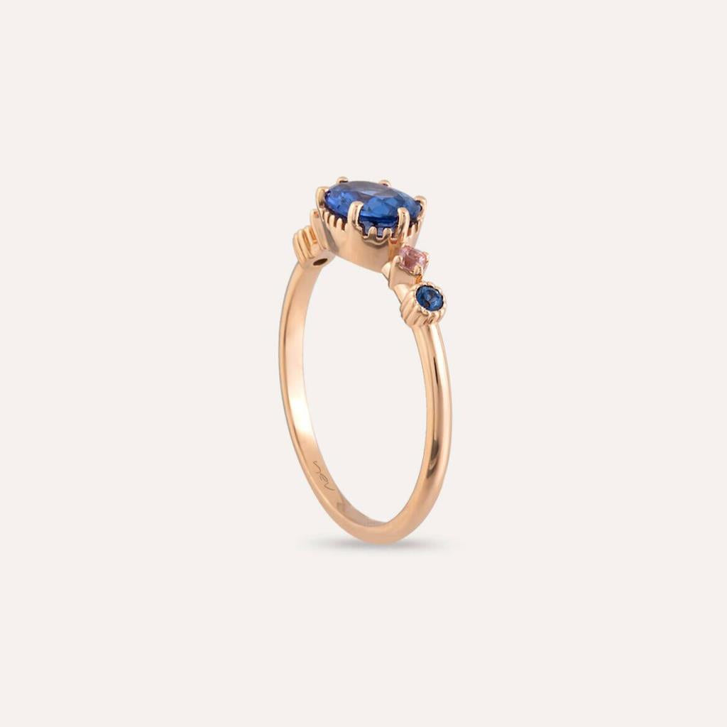 0.94 CT Multicolor Safir Taşlı Rose Altın Yüzük