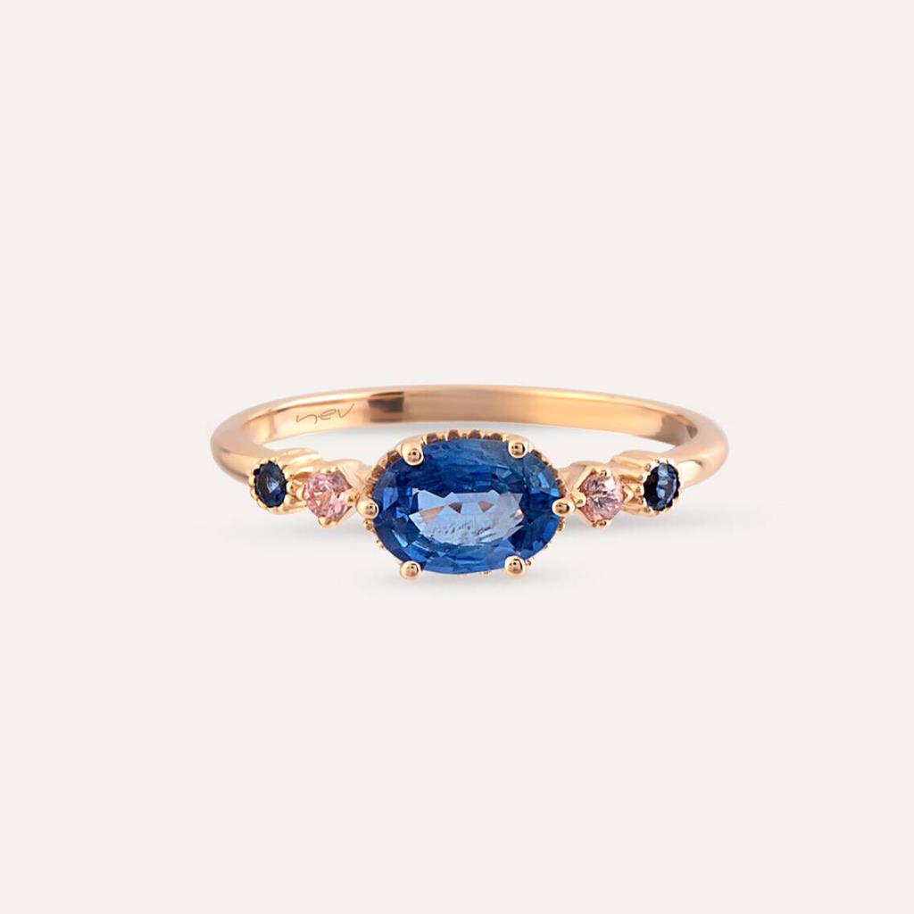 0.94 CT Multicolor Safir Taşlı Rose Altın Yüzük
